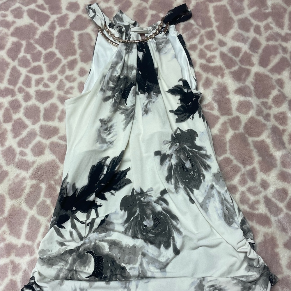 2000s Le Chateau Monochrome Floral Halter Top